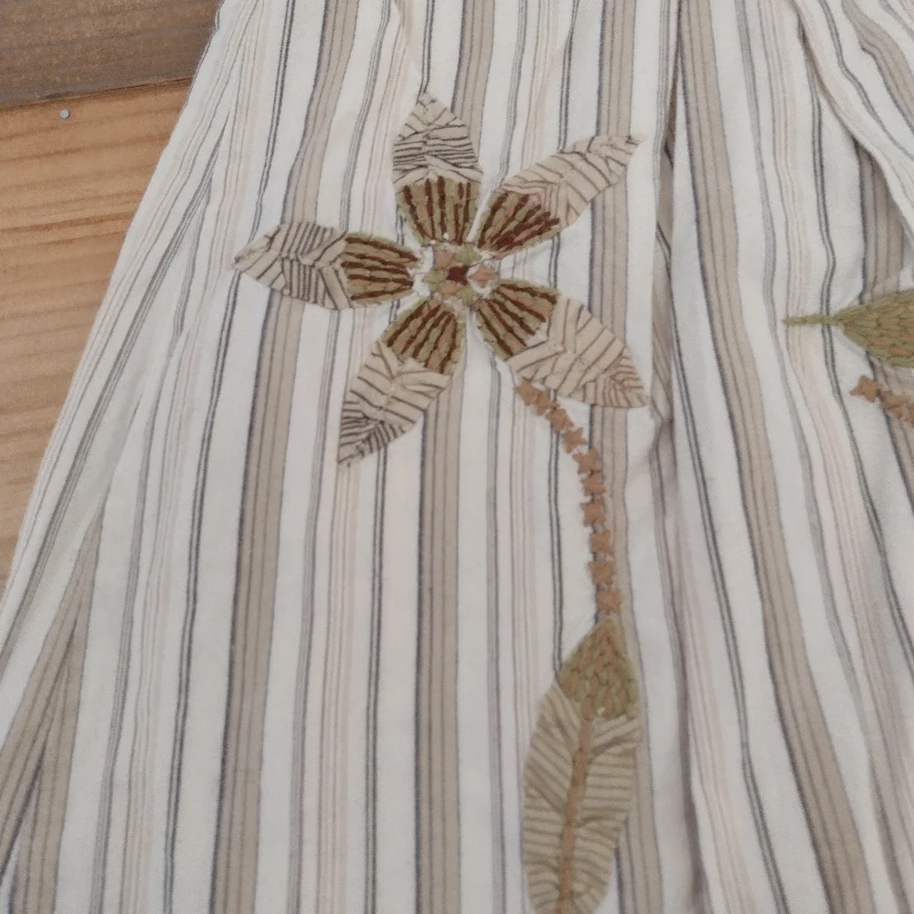 Merona Vintage Tan Floral A-line Cotton Skirt w/ Embroidery Size 4 - Picture 7 of 9